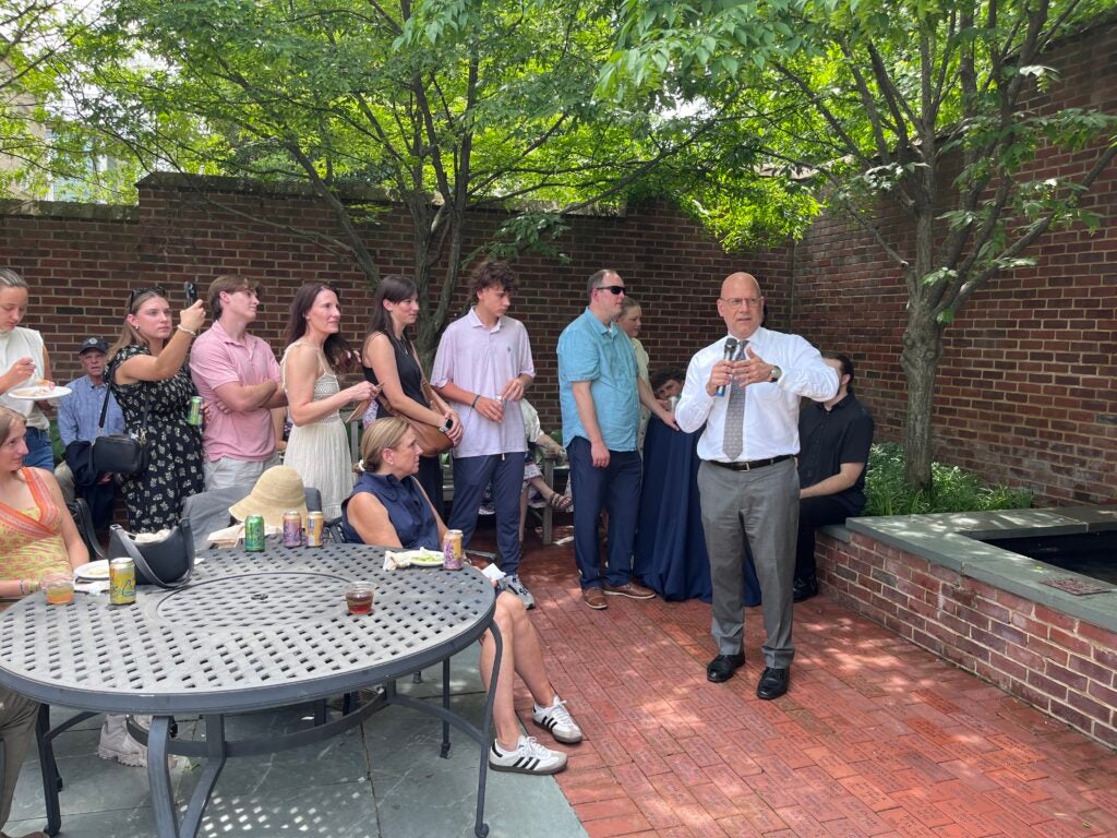 Dean Hellman speaking to students.