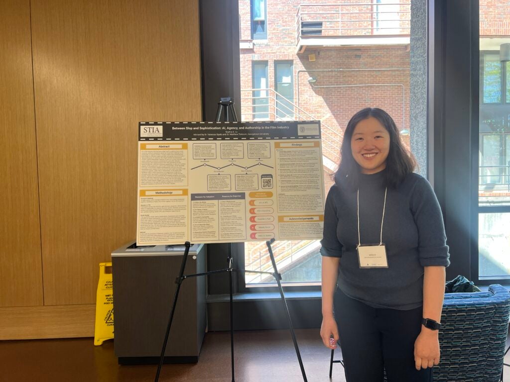 Sophia with her research poster board